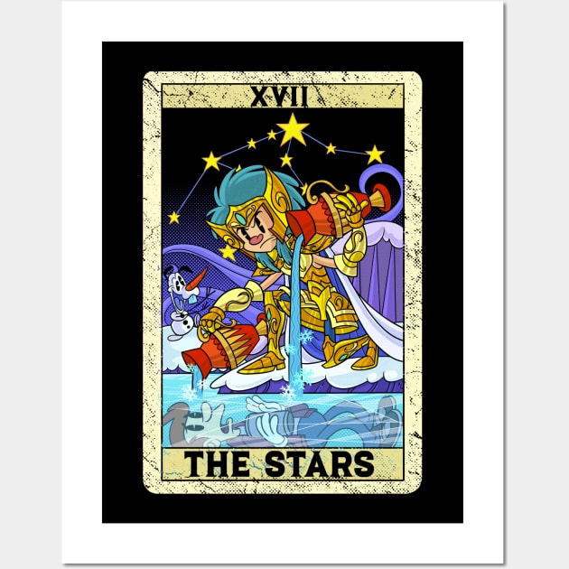 Aquarius Camus gold saints The Star Tarot Card Stars Cartoons Wall Art by Juandamurai